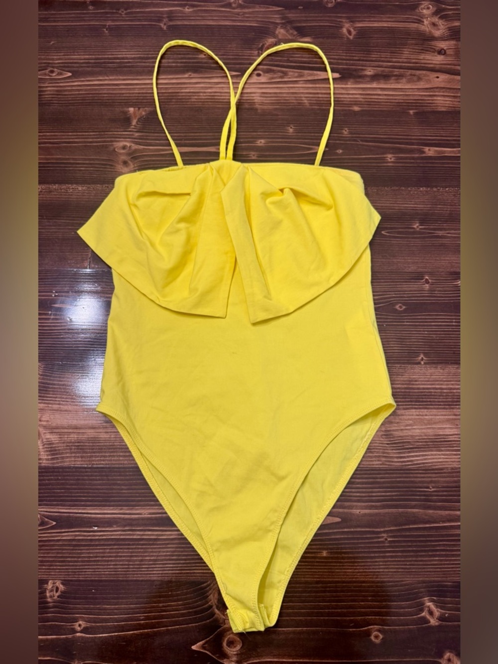 Zara Yellow Bow Front Cross Strap Bodysuit Size S NWOT - Picture 2 of 5